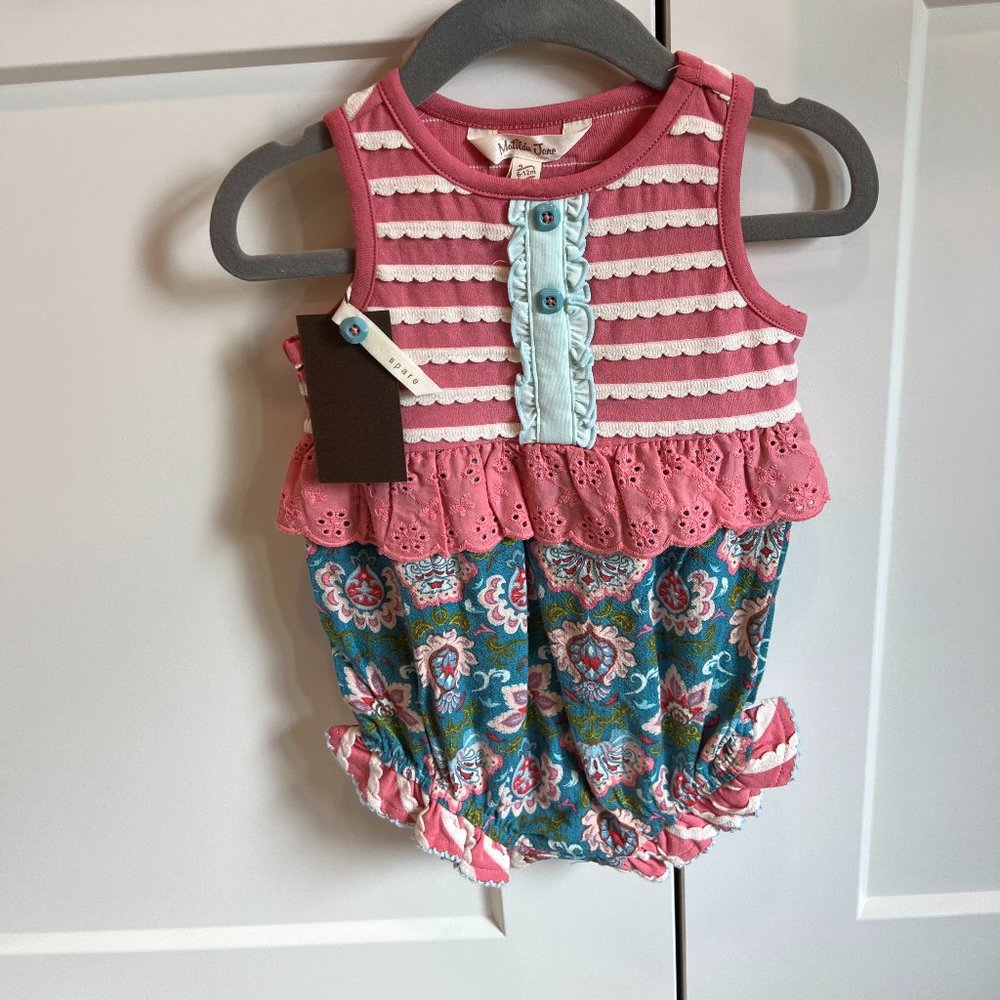 NWT Matilda Jane Enchanted Garden Striped Dress with Ruffles, 12-18 months